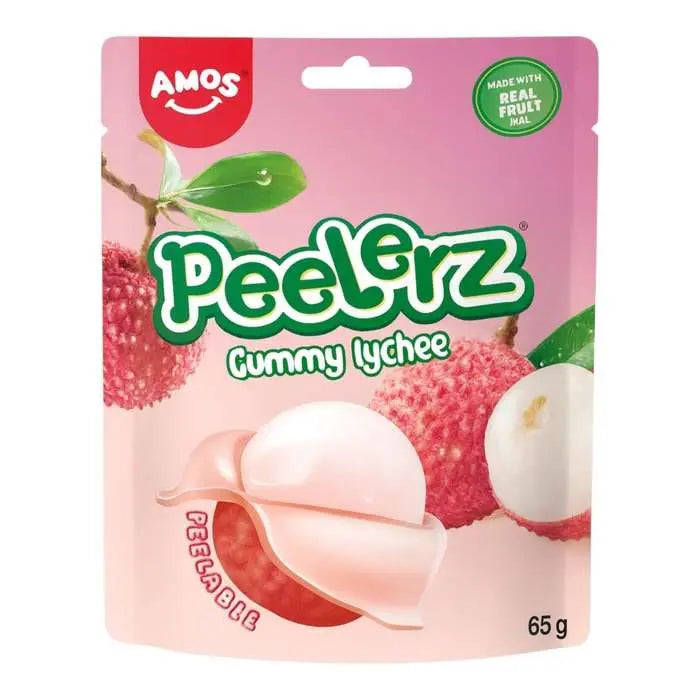 Amos Peelerz Gummy Lychee licsi ízű hámozható gumicukor 65gr.