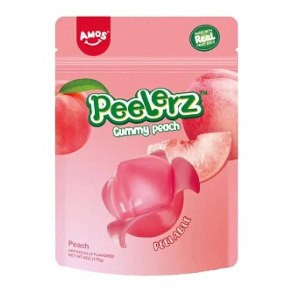 Amos Peelerz Gummy Peach barack ízű hámozható gumicukor 65gr.